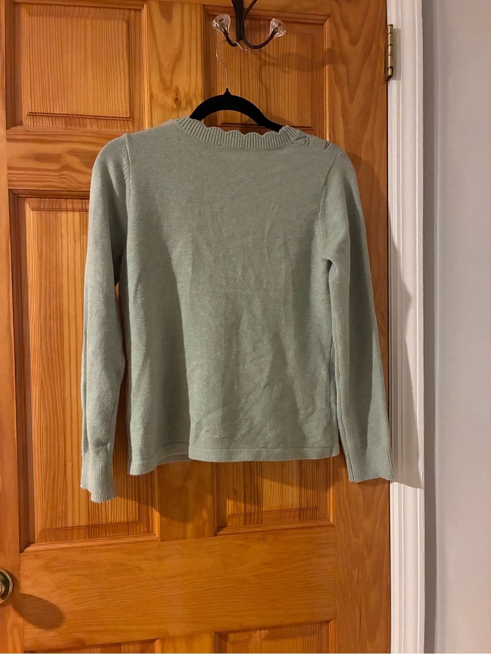 Cyrus Scalloped-Trim Mint Cardigan Sweater - Picture 3 of 3